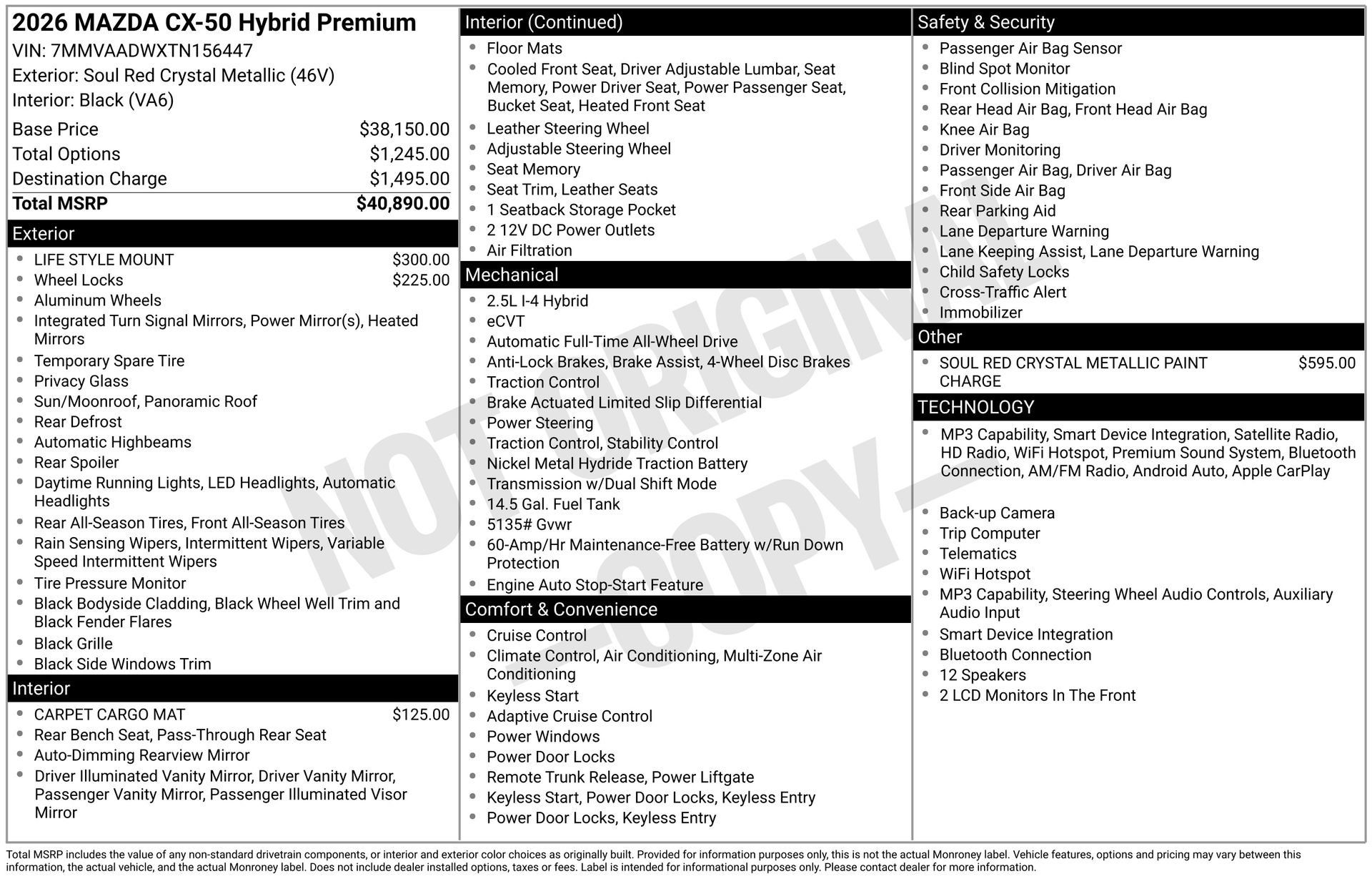 Used 2026 MAZDA CX-50 AWD 2.5 Hybrid w/ Premium Pkg image 5