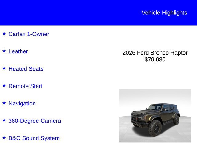 Used 2026 Ford Bronco Raptor AWD/4WD image 2