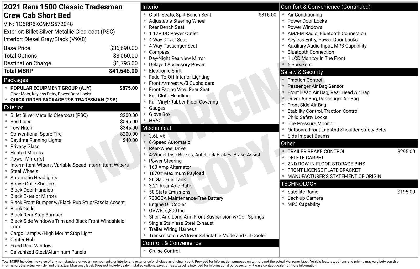 Used 2021 RAM 1500 Tradesman w/ Popular Equipment Group RWD image 3