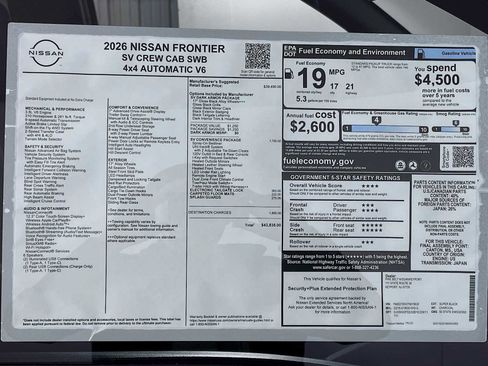 New 2026 Nissan Frontier SV w/ SV Convenience Package image 6