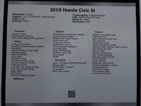 Used 2019 Honda Civic Si image 49