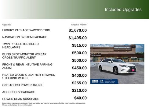 Used 2018 Lexus ES 350 w/ Luxury Package w/Wood Trim FWD image 9