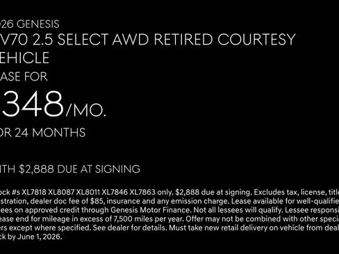 Used 2026 Genesis GV70 2.5T Select AWD/4WD image 2