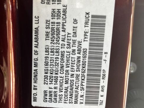 Used 2019 Honda Ridgeline RTL-T image 41