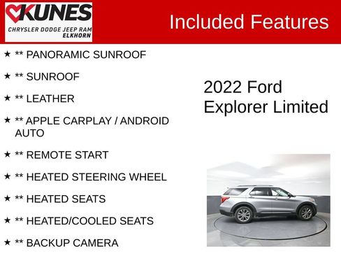 Used 2022 Ford Explorer Limited w/ Equipment Group 301A AWD/4WD image 2