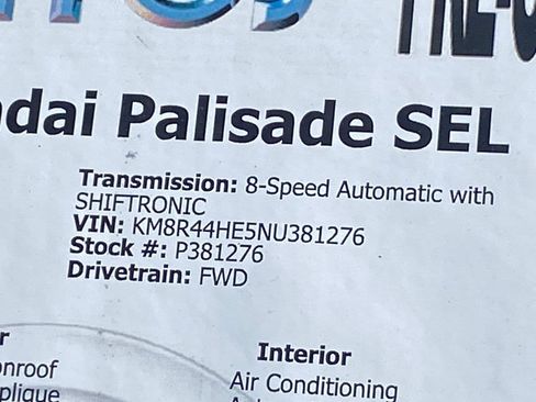 Used 2022 Hyundai Palisade SEL w/ 8P Bench Seat Package FWD image 35