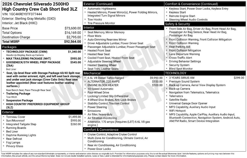 New 2026 Chevrolet Silverado 2500 High Country w/ Technology Package AWD/4WD image 4