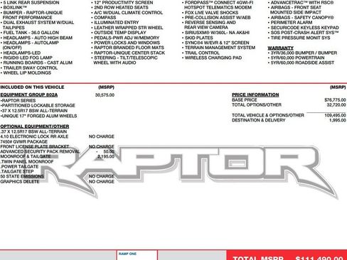 Used 2023 Ford F150 Raptor w/ Equipment Group 802A Raptor R AWD/4WD image 2