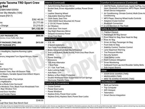 Used 2021 Toyota Tacoma TRD Sport w/ Technology Package image 3