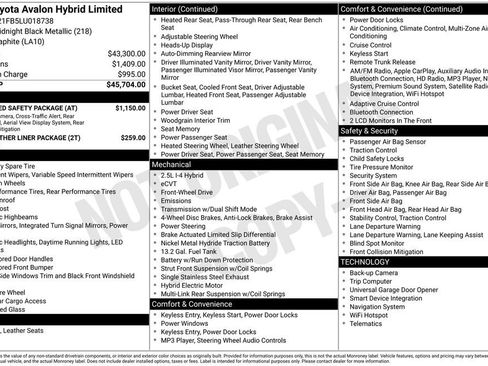 Used 2020 Toyota Avalon Limited w/ Advanced Safety Package image 32