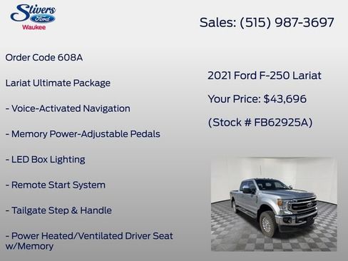 Used 2021 Ford F250 Lariat w/ Lariat Ultimate Package AWD/4WD image 16