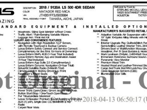 Used 2018 Lexus LS 500 w/ Interior Upgrade Package image 2