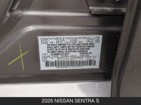 Certified 2026 Nissan Sentra S w/ Floor Mat Package FWD image 25