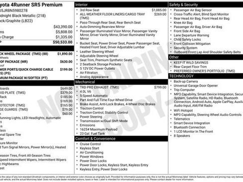 Certified 2022 Toyota 4Runner SR5 Premium w/ TRD Black Wheel Package (TMS) AWD/4WD image 10
