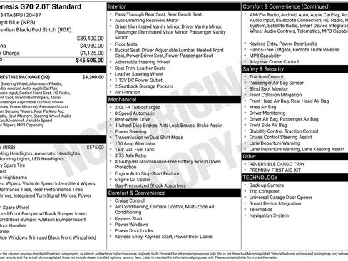 Used 2023 Genesis G70 2.0T w/ Sport Prestige Package image 33