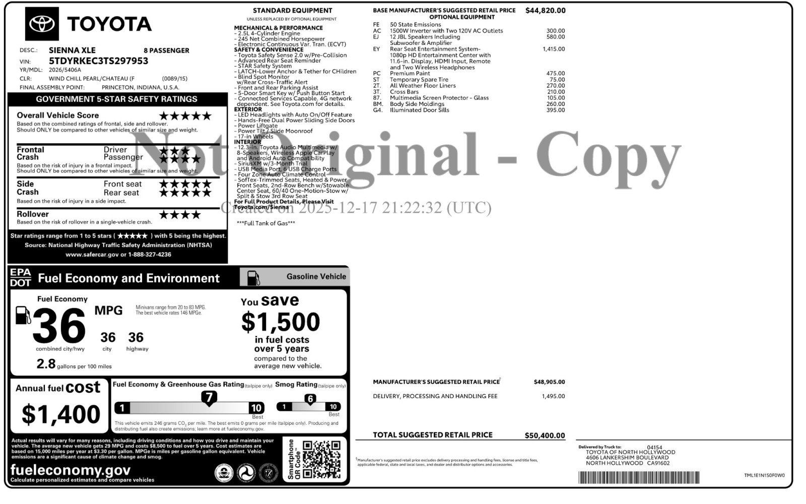 Used 2026 Toyota Sienna XLE FWD image 59