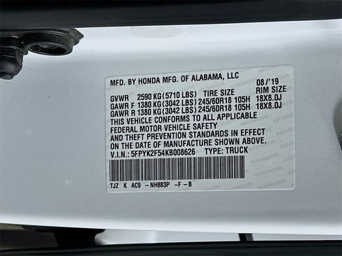 Certified 2019 Honda Ridgeline RTL image 27