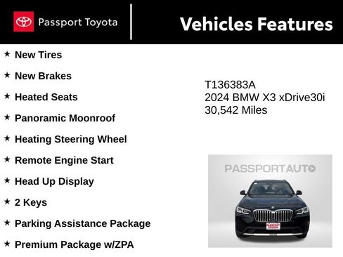 Used 2024 BMW X3 xDrive30i w/ Premium Package w/ZPA AWD/4WD image 10