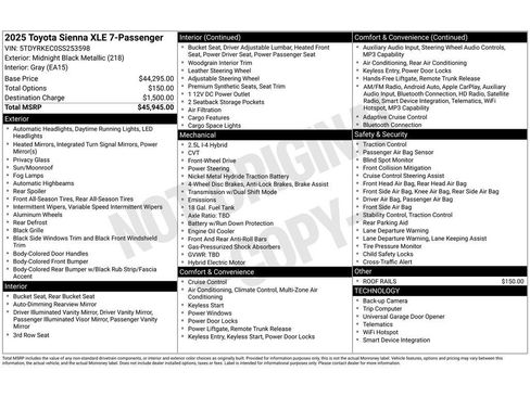 Used 2025 Toyota Sienna XLE image 2