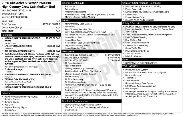 New 2026 Chevrolet Silverado 2500 High Country w/ High Country Premium Package AWD/4WD image 4