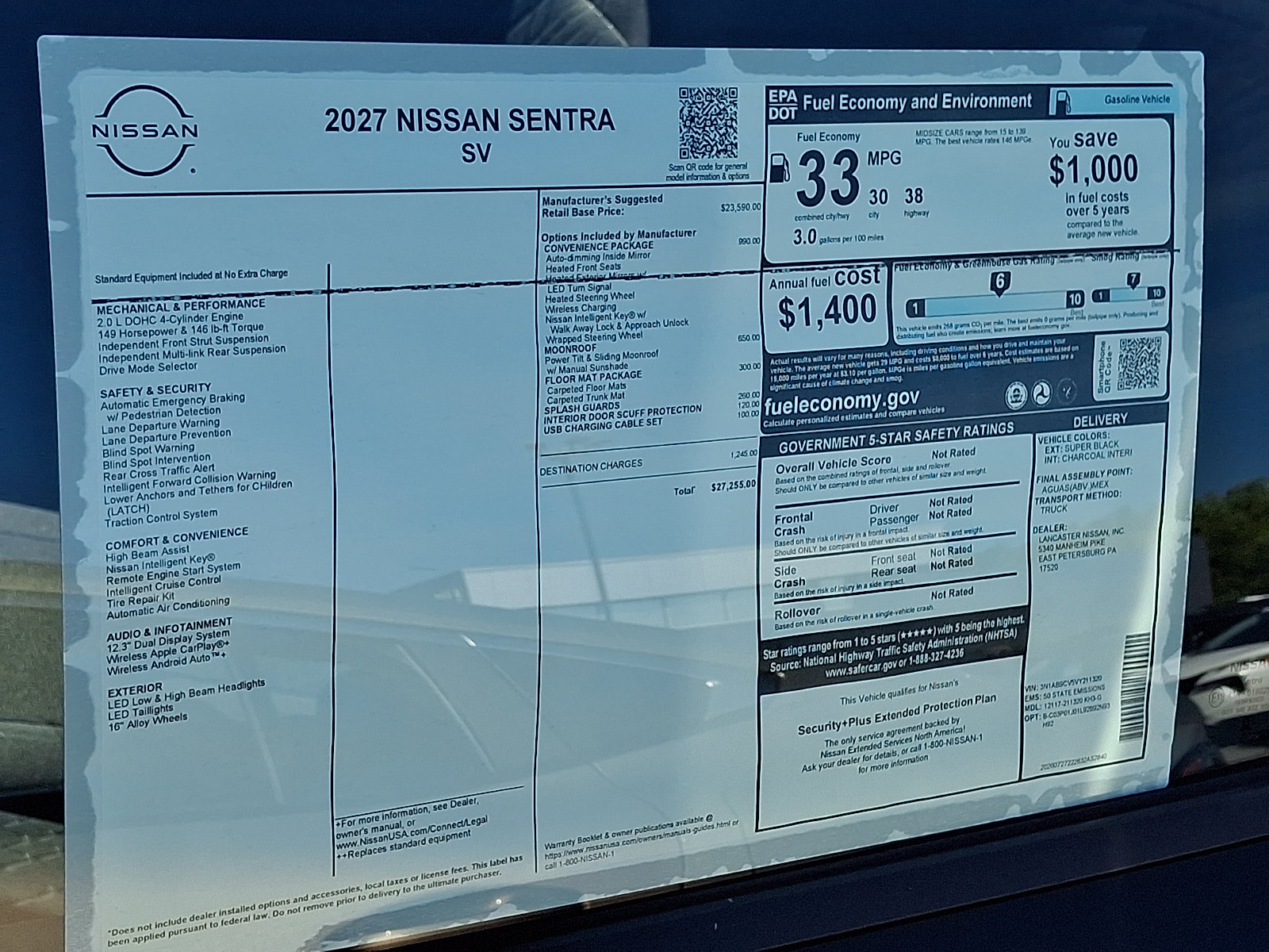 New 2027 Nissan Sentra SV w/ SV Convenience Package FWD image 6