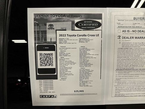Used 2022 Toyota Corolla Cross LE w/ Moonroof Package AWD/4WD image 13