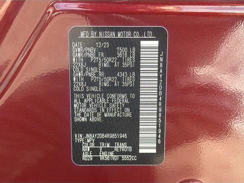 Used 2024 Nissan Armada Platinum w/ Captain's Chairs Package image 45