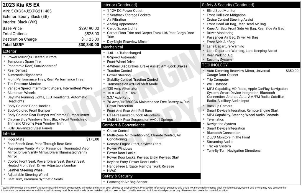 Certified 2023 Kia K5 EX FWD image 26