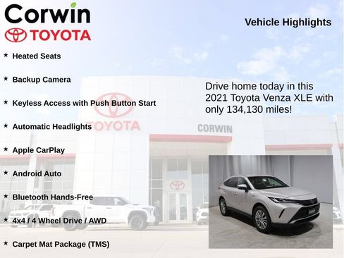 Used 2021 Toyota Venza XLE w/ Softex Package AWD/4WD image 7