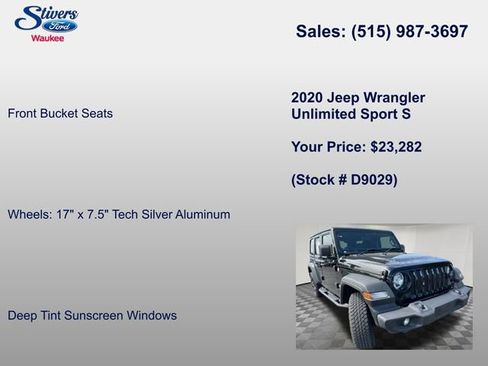 Used 2020 Jeep Wrangler Unlimited Sport S AWD/4WD image 17