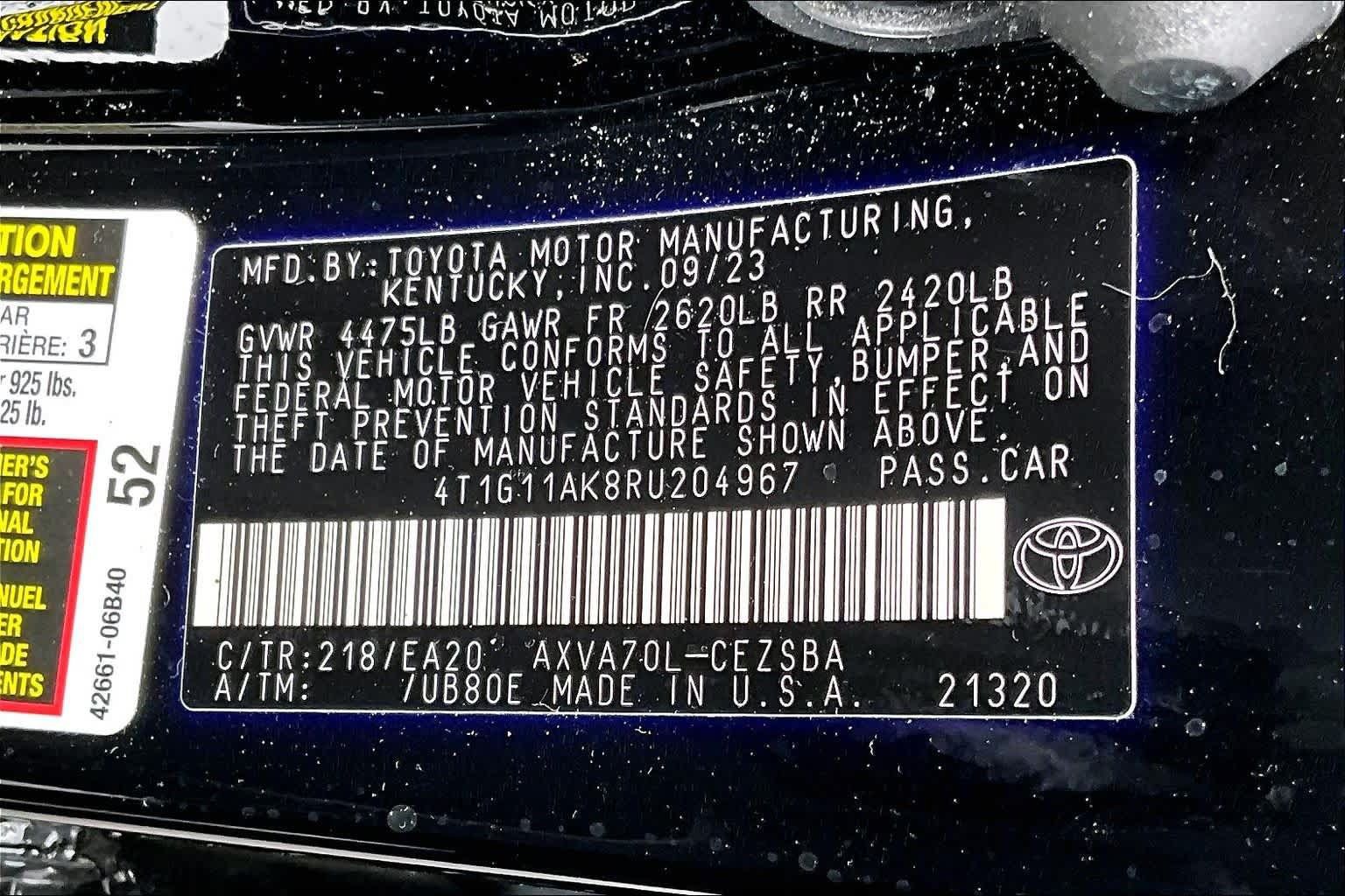 Certified 2024 Toyota Camry SE FWD image 34