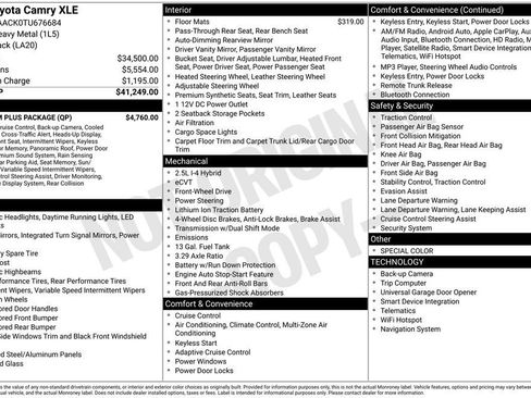 New 2026 Toyota Camry XLE w/ Premium Plus Package FWD image 7