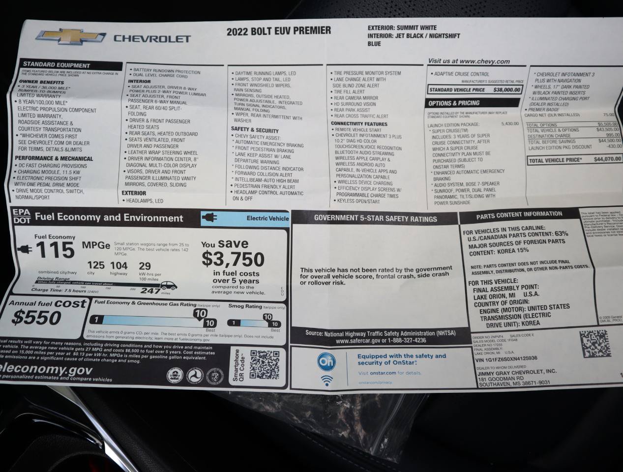 Used 2022 Chevrolet Bolt EUV Premier w/ Launch Edition FWD image 27