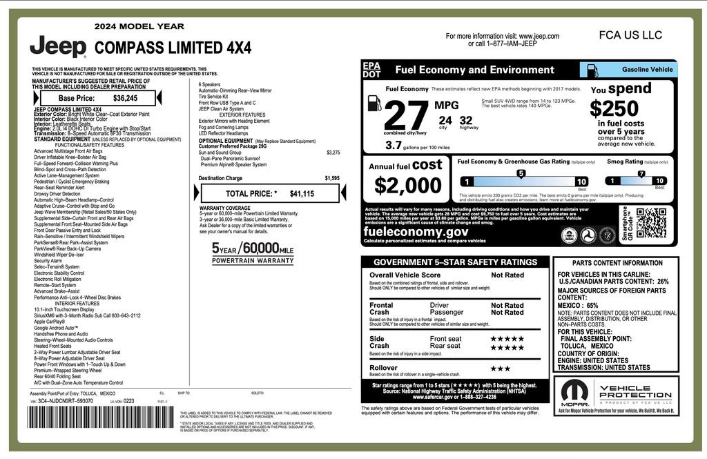 Certified 2024 Jeep Compass Limited w/ Sun and Sound Group AWD/4WD image 8