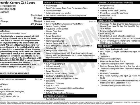 Used 2012 Chevrolet Camaro ZL1 RWD image 2