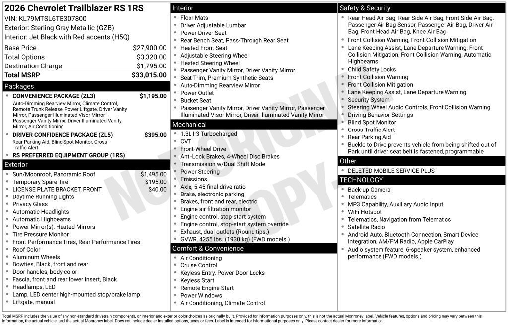 New 2026 Chevrolet TrailBlazer RS w/ Convenience Package FWD image 2