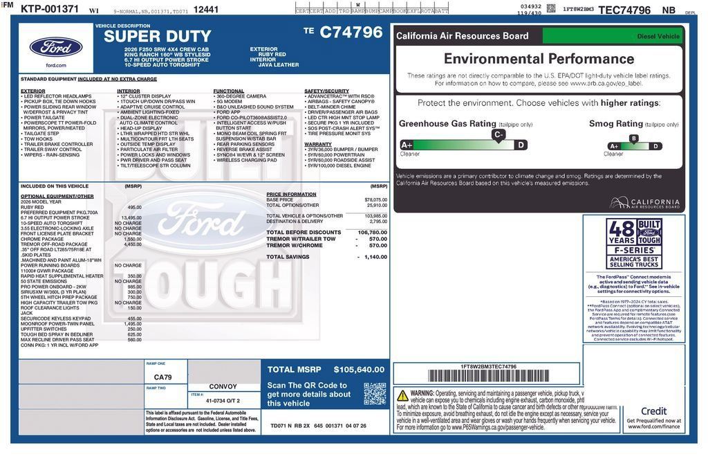New 2026 Ford F250 King Ranch w/ Tremor Off-Road Package AWD/4WD image 4