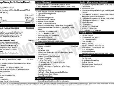 Used 2019 Jeep Wrangler Unlimited Sahara w/ Quick Order Package 24M Moab image 36