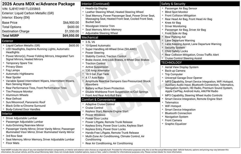 Certified 2026 Acura MDX w/ Advance Package AWD/4WD image 4