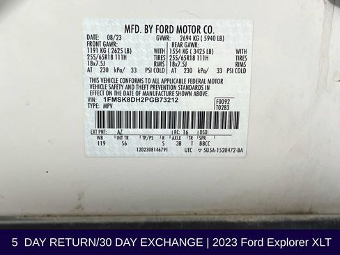 Certified 2023 Ford Explorer XLT w/ Equipment Group 202A AWD/4WD image 37