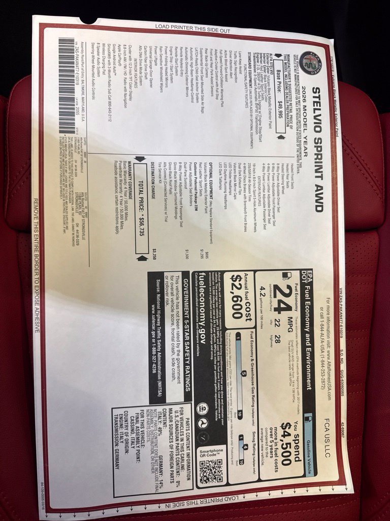 New 2026 Alfa Romeo Stelvio Sprint AWD/4WD image 29