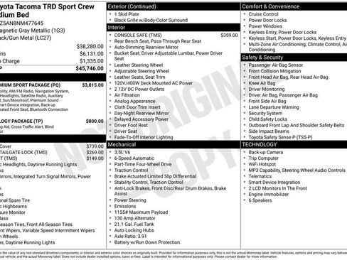 Certified 2022 Toyota Tacoma TRD Sport w/ TRD Premium Sport Package AWD/4WD image 33