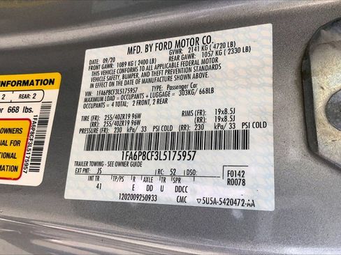 Used 2020 Ford Mustang GT Premium w/ Black Accent Package RWD image 8