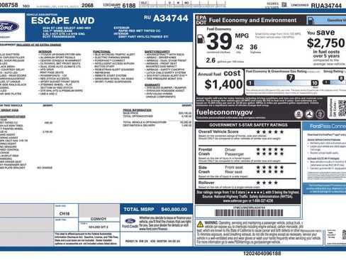 Used 2024 Ford Escape ST-Line Select w/ Tech Pack #2 AWD/4WD image 6