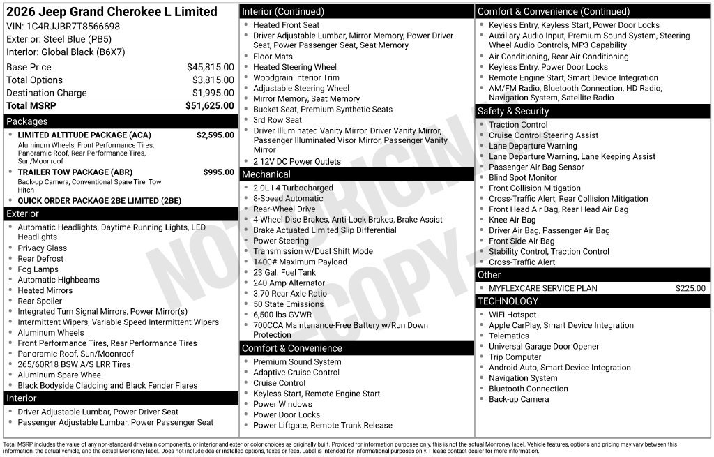 New 2026 Jeep Grand Cherokee L Limited w/ Limited Altitude Package RWD image 9
