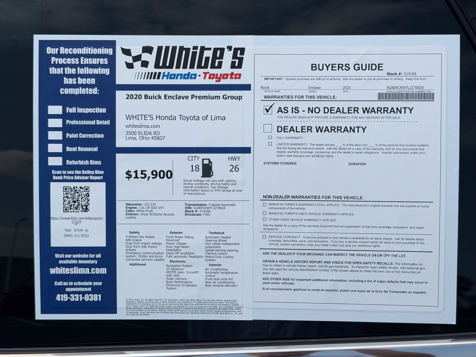 Used 2020 Buick Enclave Premium w/ Sun and Sites Package FWD image 35