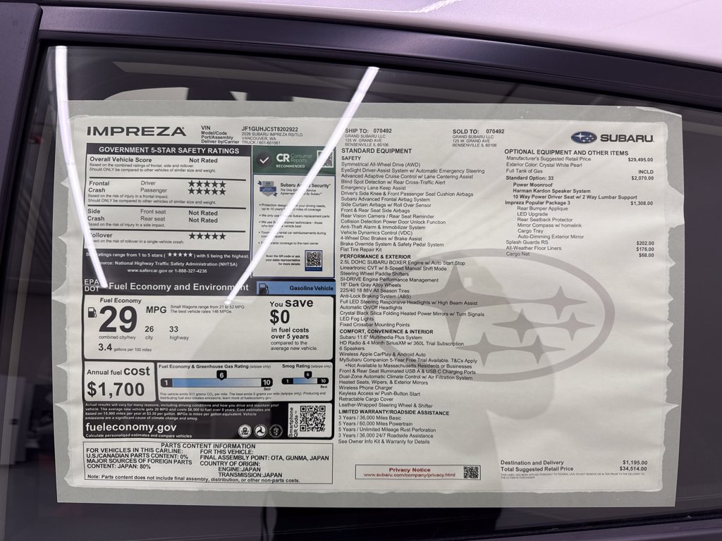 New 2026 Subaru Impreza RS w/ Popular Package #3 AWD/4WD image 27