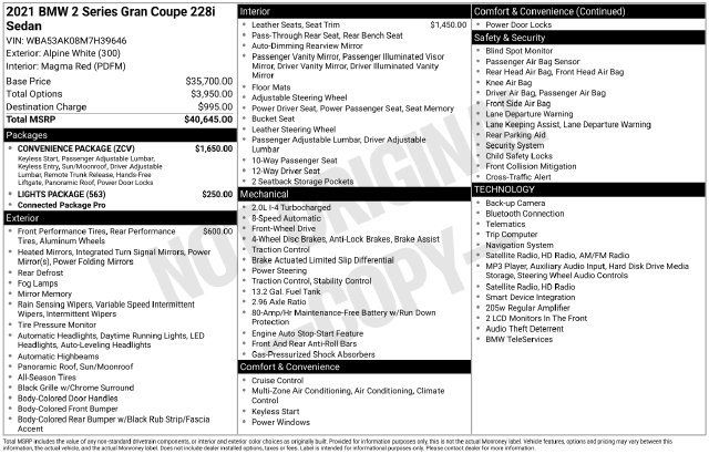 Used 2021 BMW 228i Gran Coupe w/ Convenience Package FWD image 35