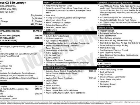 Used 2024 Lexus GX 550 w/ Accessory Package (31) AWD/4WD image 57