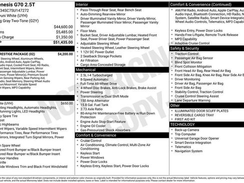 New 2025 Genesis G70 2.5T w/ Sport Prestige Package image 15